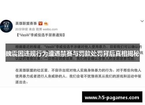 魏震因违规行为遭遇禁赛与罚款处罚背后真相揭秘